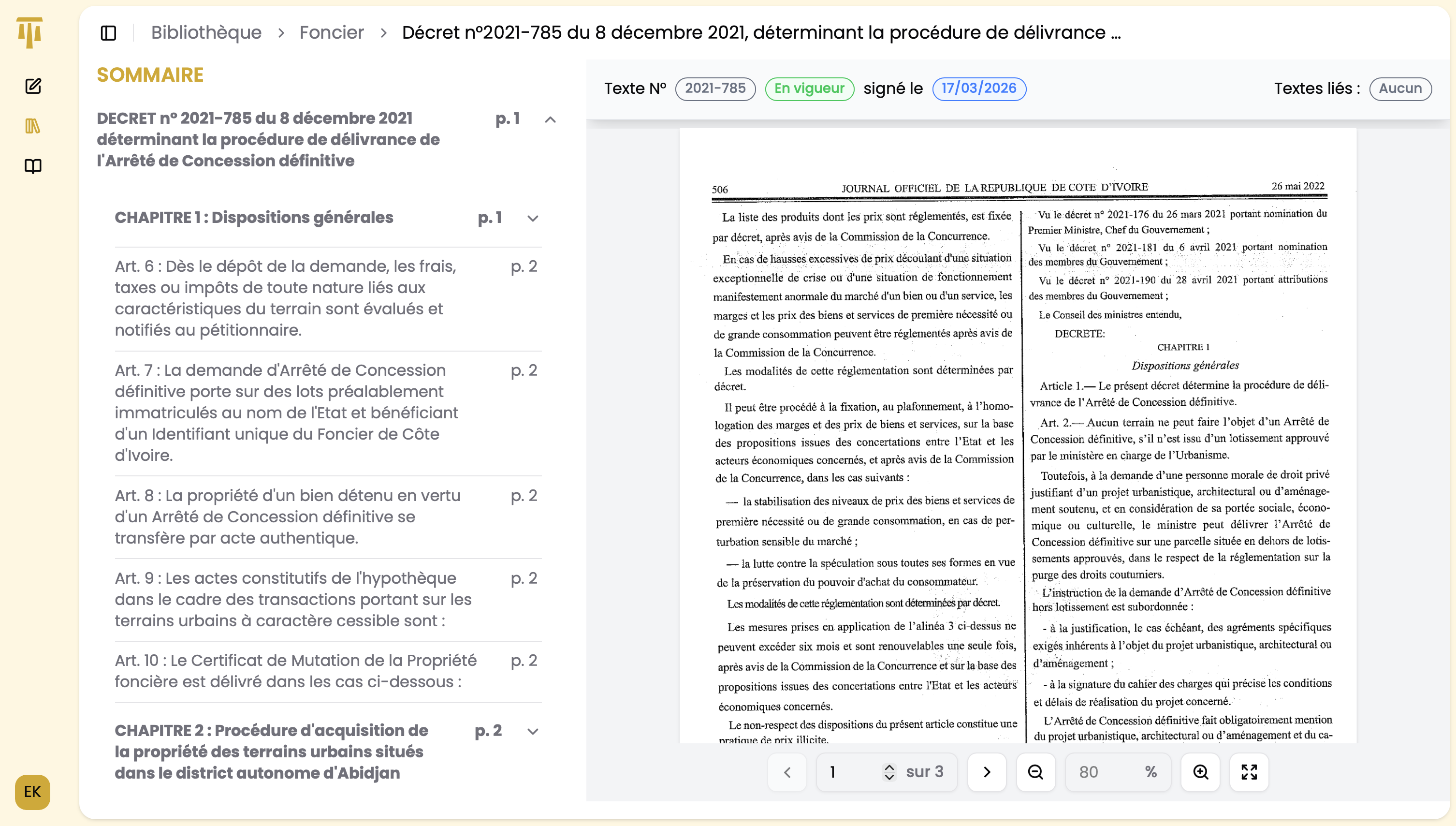 Bibliothèque juridique Alia — corpus officiel ivoirien et OHADA
